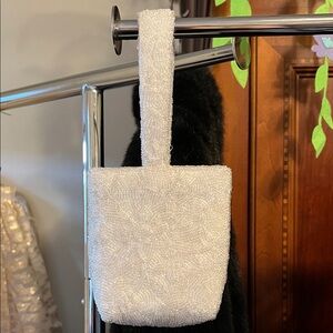 Elegant White Beaded Handbag